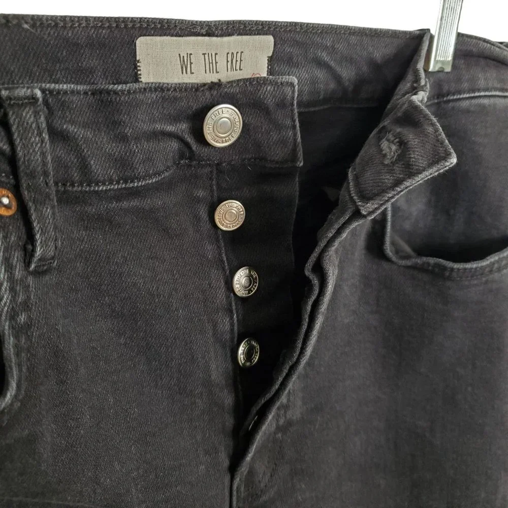 We the Free Size 31 Jeans Anthropologie Button Fly Stretch Skinny Distressed - Picture 8 of 11